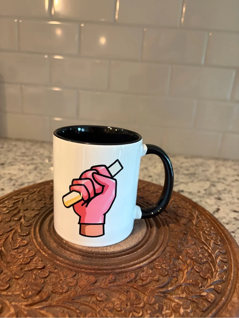 White and Black Ceramic Mug - 
